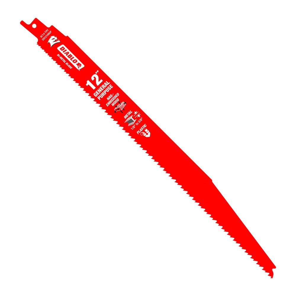 Diablo DS1214BGP25 12" Recip Blade for Wood with nails, Metal, Plastic, 25 Pack