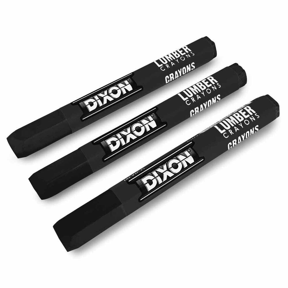 Dixon Ticonderoga X49400 Lumber Crayon - Hex 4-1/2 inch x 1/2 inch - Black (12 Count) - 2