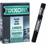 Dixon Ticonderoga X49400 Lumber Crayon - Hex 4-1/2 inch x 1/2 inch - Black (12 Count) - 3