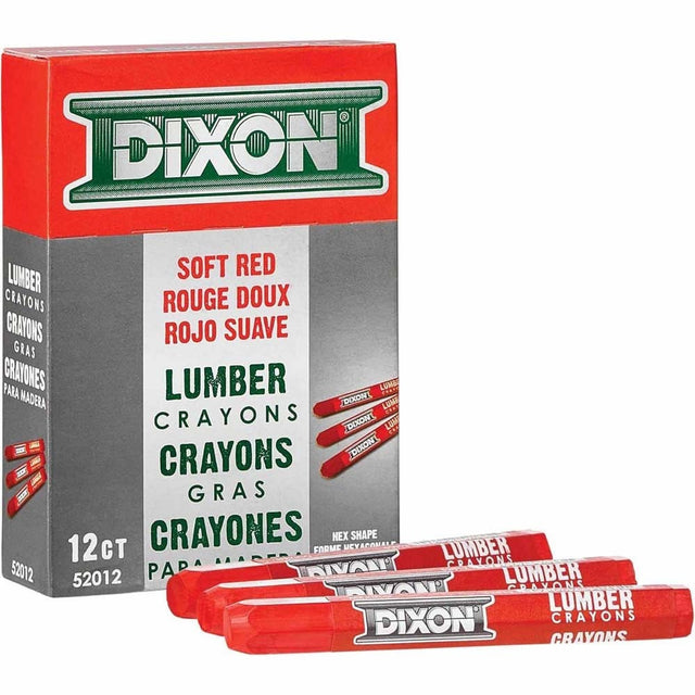Dixon Ticonderoga X52000 Lumber Crayon Hex 4-1/2 in. x 1/2 in. Red (12 Count)