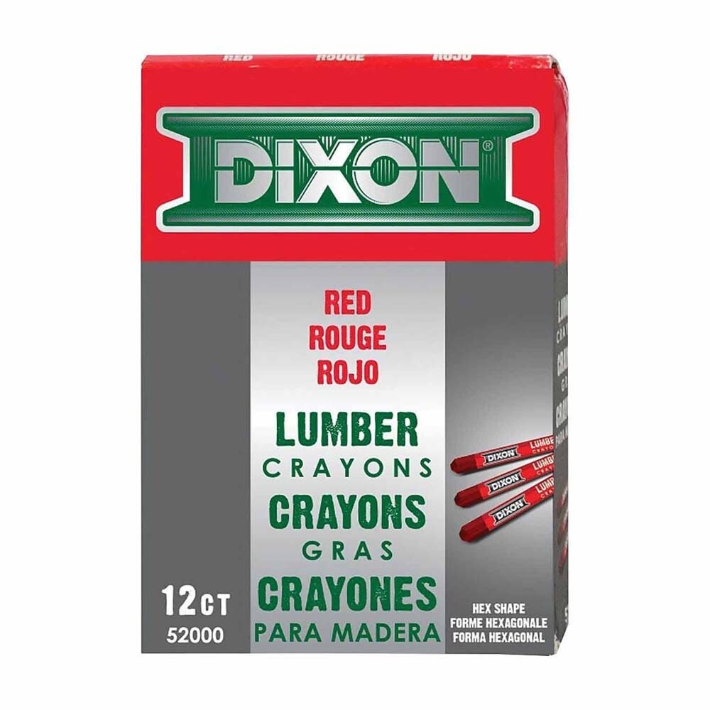 Dixon Ticonderoga X52000 Lumber Crayon Hex 4-1/2 in. x 1/2 in. Red (12 Count) - 3