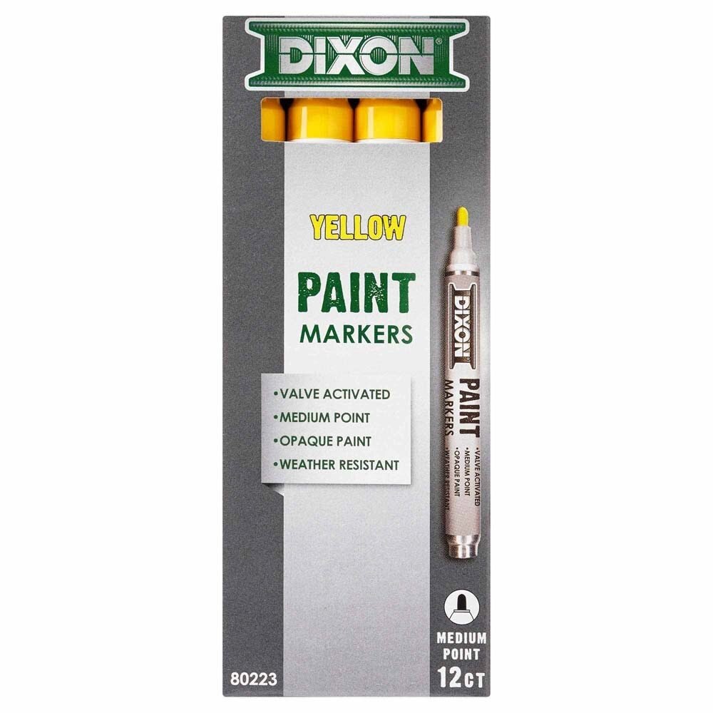 Dixon Ticonderoga X80223 Paint Marker, Valve Action, Medium Tip, Yellow (12 Count) - 2