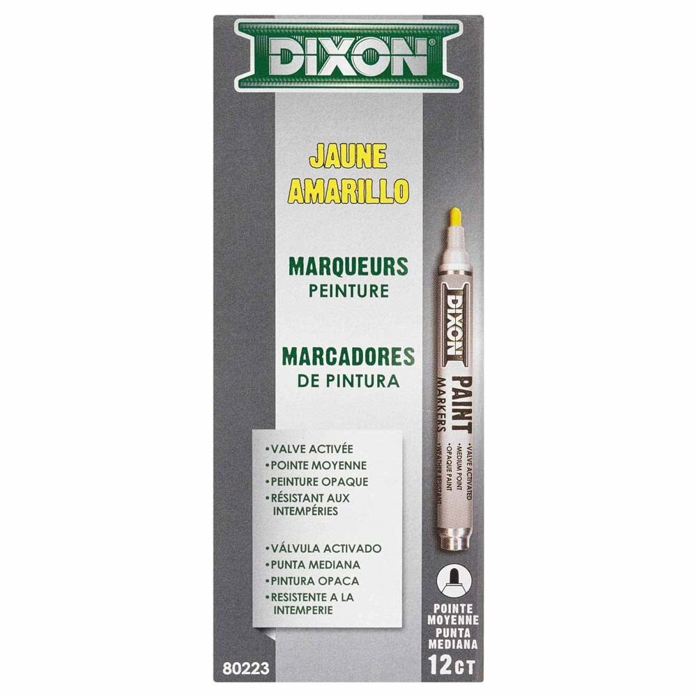 Dixon Ticonderoga X80223 Paint Marker, Valve Action, Medium Tip, Yellow (12 Count) - 3