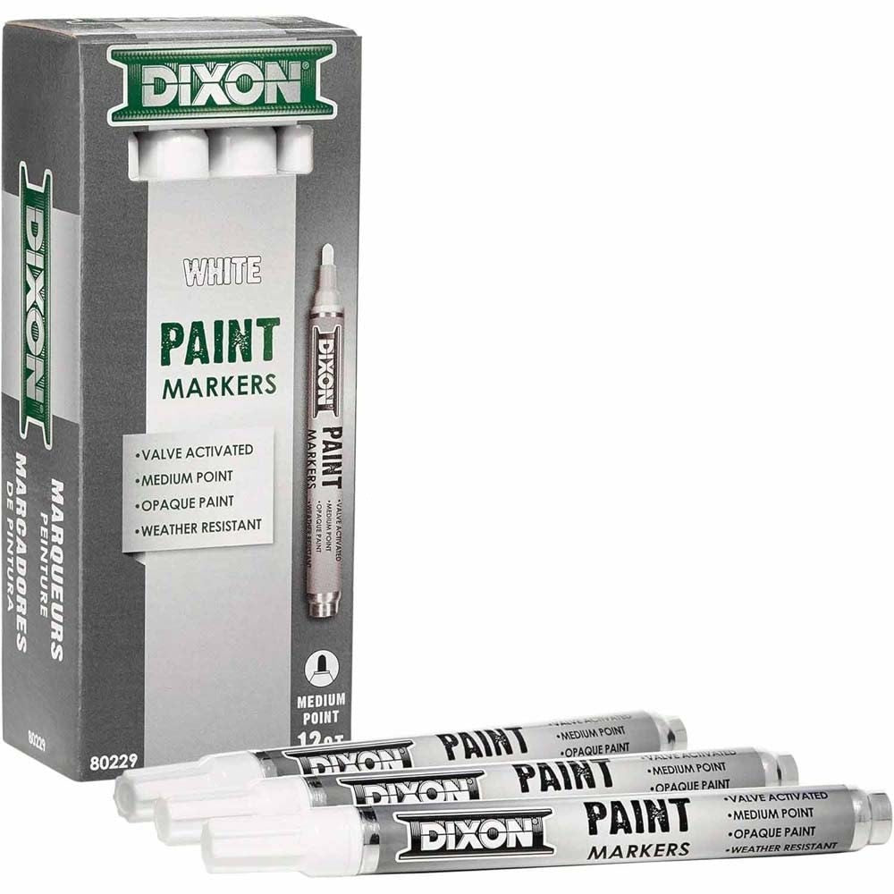 Dixon Ticonderoga X80229 Valve-Action Medium Tip White Oil-Based Paint Marker (12 Pack)