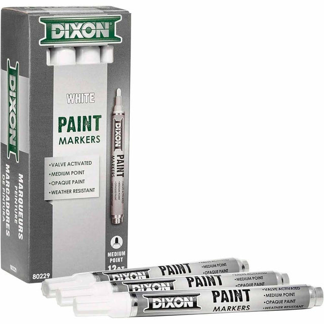 Dixon Ticonderoga X80229 Valve-Action Medium Tip White Oil-Based Paint Marker (12 Pack)
