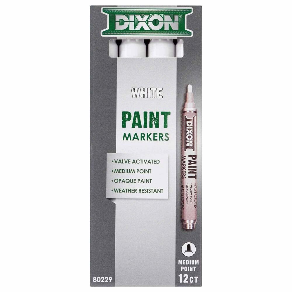Dixon Ticonderoga X80229 Valve-Action Medium Tip White Oil-Based Paint Marker (12 Pack) - 2