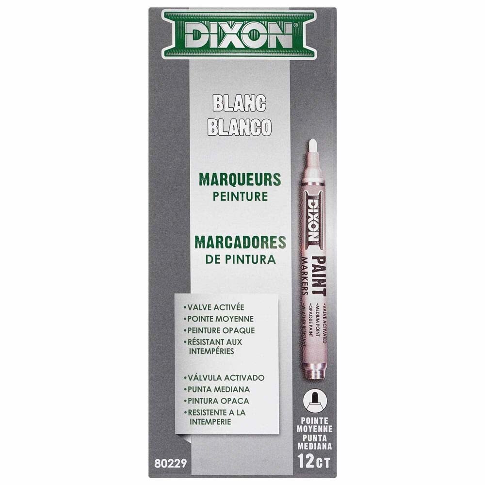 Dixon Ticonderoga X80229 Valve-Action Medium Tip White Oil-Based Paint Marker (12 Pack) - 3