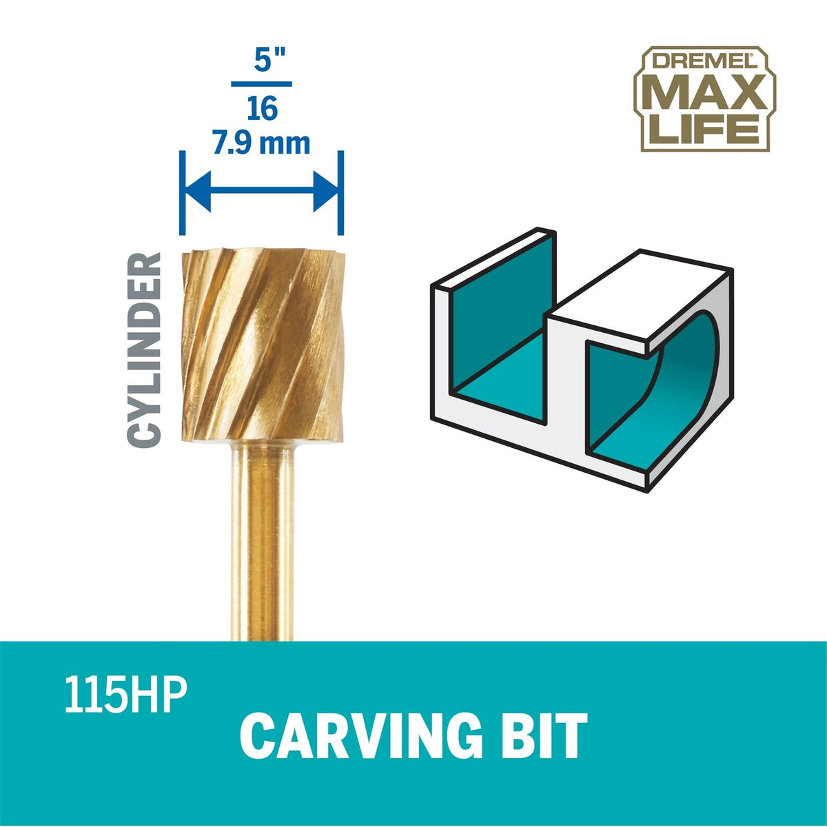 Dremel 115HP 5/16" Max Life High Performance Rotary Carving Bit (2 Pack) - 2
