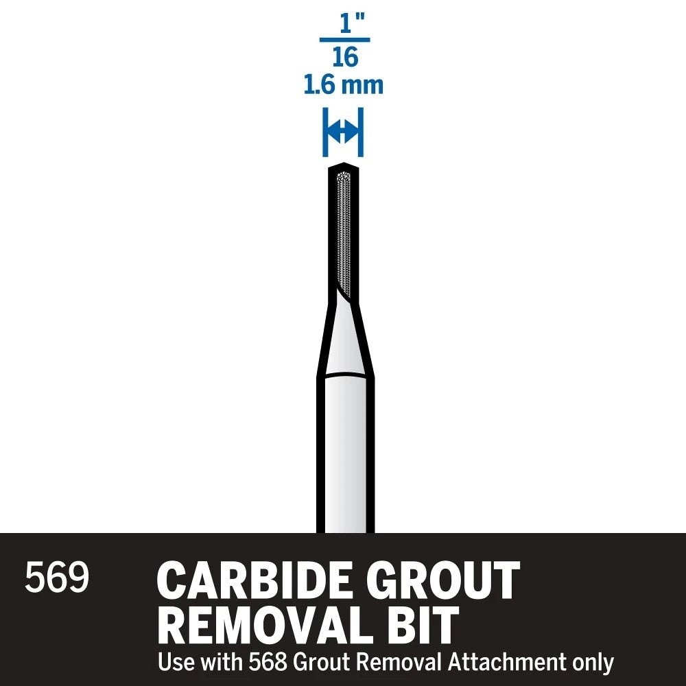 Dremel 568-01 Grout Removal Attachment with 1/16" Carbide Grout Removal Bit - 3