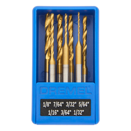 Dremel 628HP Titanium Coated Drill Bit Set with Case for Wood Plastic and Metal (7 Pack)