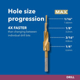 Dremel 629HP MAX Life 4 In 1 Step Drill Bit with 1/16" to 1/4" Hole Sizes - 2