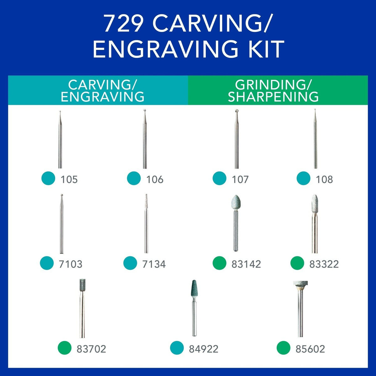 Dremel 729-01 Carving and Engraving Accessory Micro Kit for Rotary Tools (11 Pack) - 2