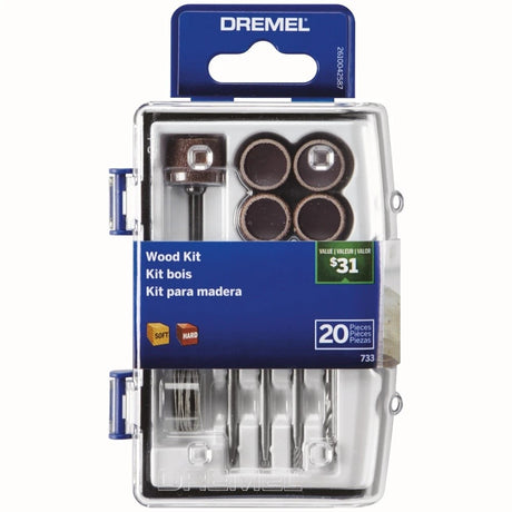 Dremel 733-01 Wood Working Accessory Kit for Rotary Tools with 1/8" Shank (20 Pack)