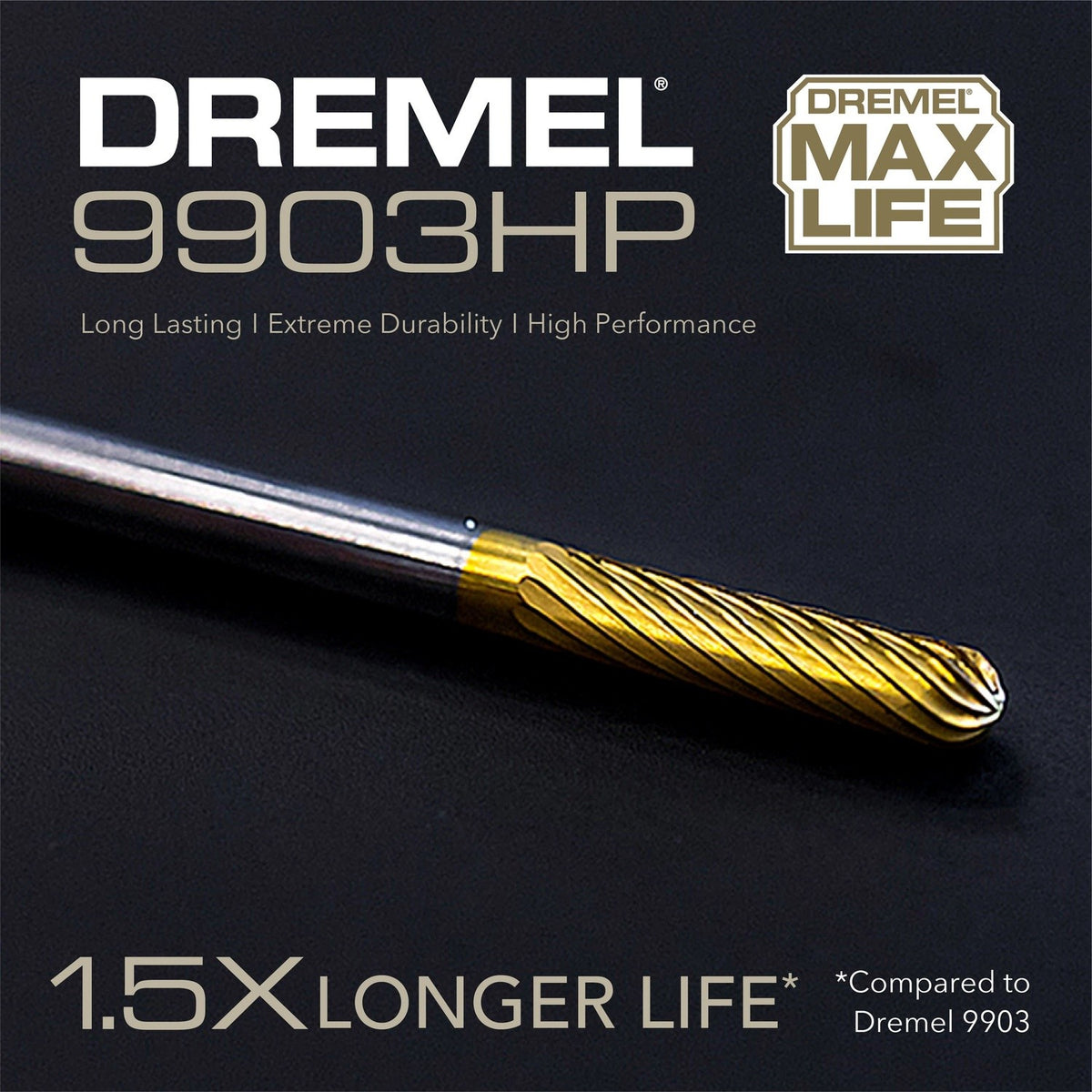 Dremel 9903HP 1/8" Max Life Tungsten Carbide Carving Bit for Engraving - 2