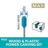 Dremel 9954 5/16" Ball Nose Max Power Carving Bit for Wood Plastic Foam and Rubber - 2