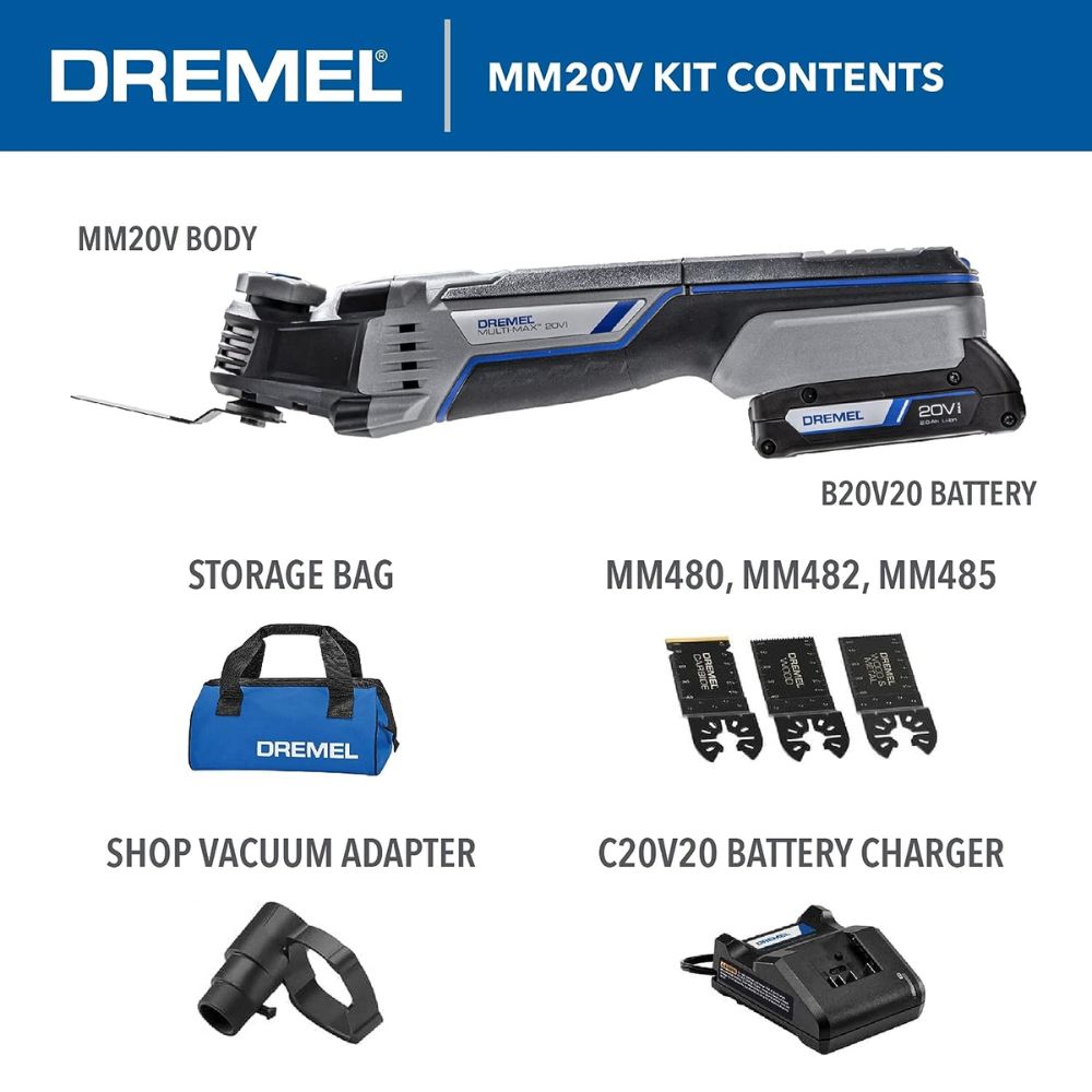 Dremel MM20V-01 20V Max Cordless Oscillating 1 Battery Tool Kit with 5 Accessories - 4