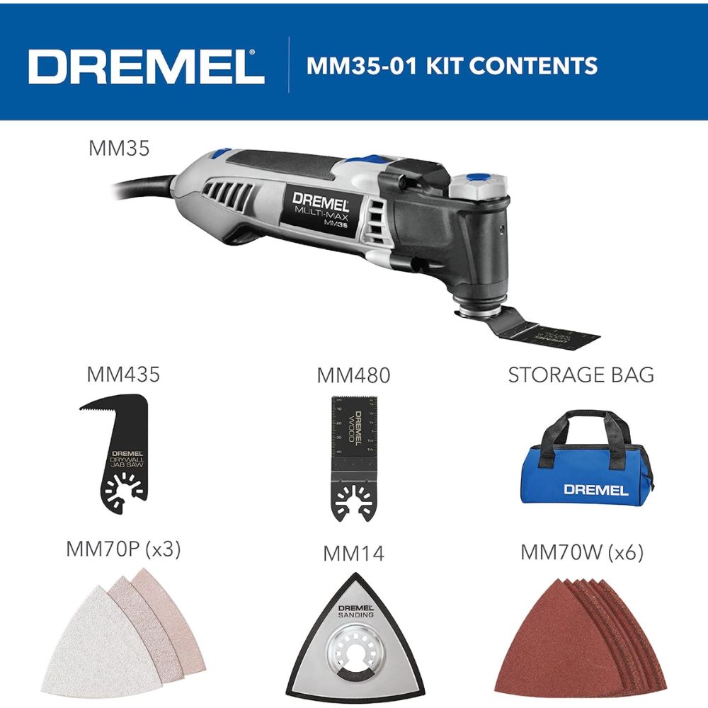 Dremel MM35-01 Multi-Max 3.5Amp OscillatingTool Kit with 12 Accessories - 3