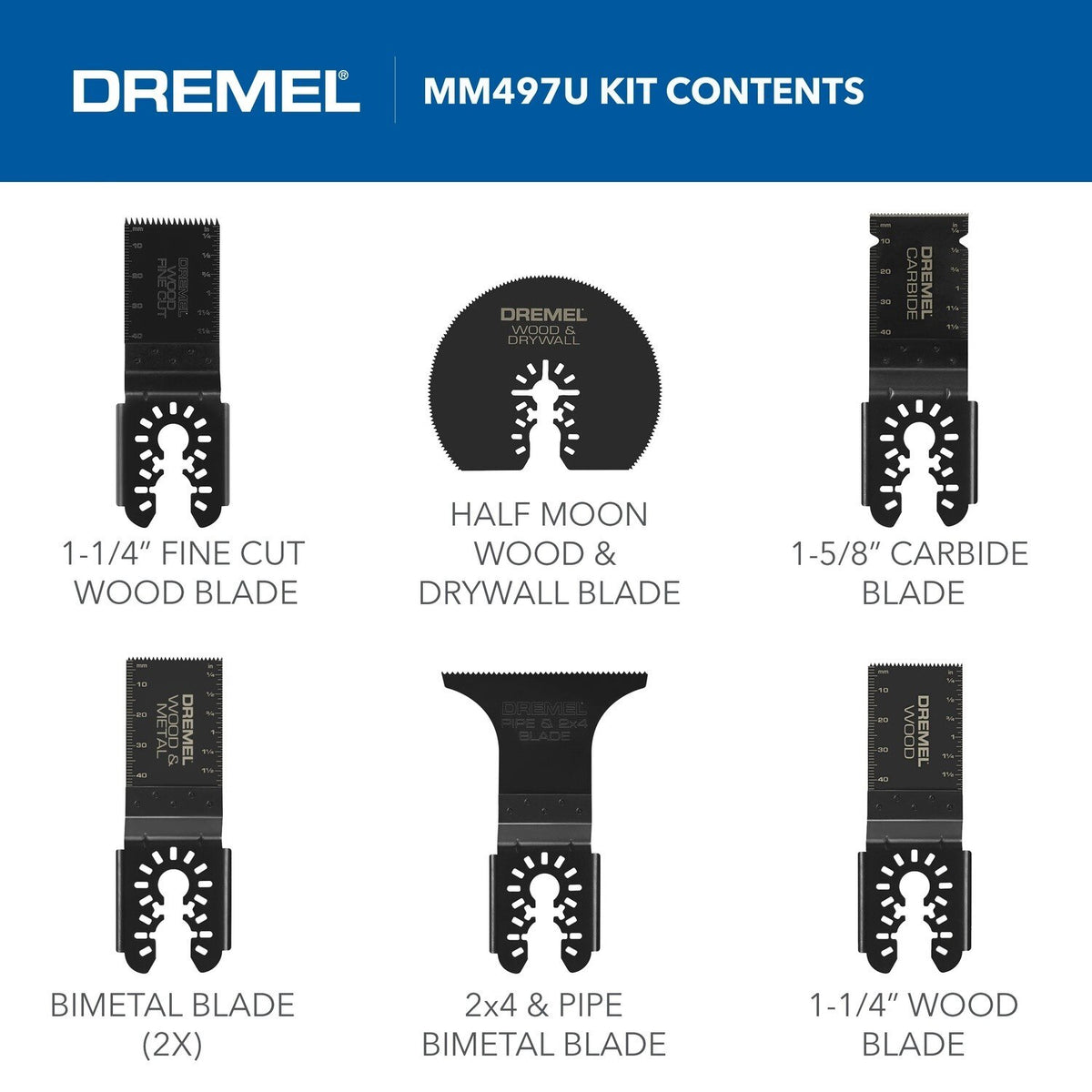 Dremel MM497U Universal Oscillating Blade Variety Set for Drywall Wood and Metal (7 Pack) - 2