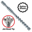 Driltec AE-475-230 7/8 in x 30 in x 36 in Jet-Head Carbide Spline Shank Rotary Hammer Bit
