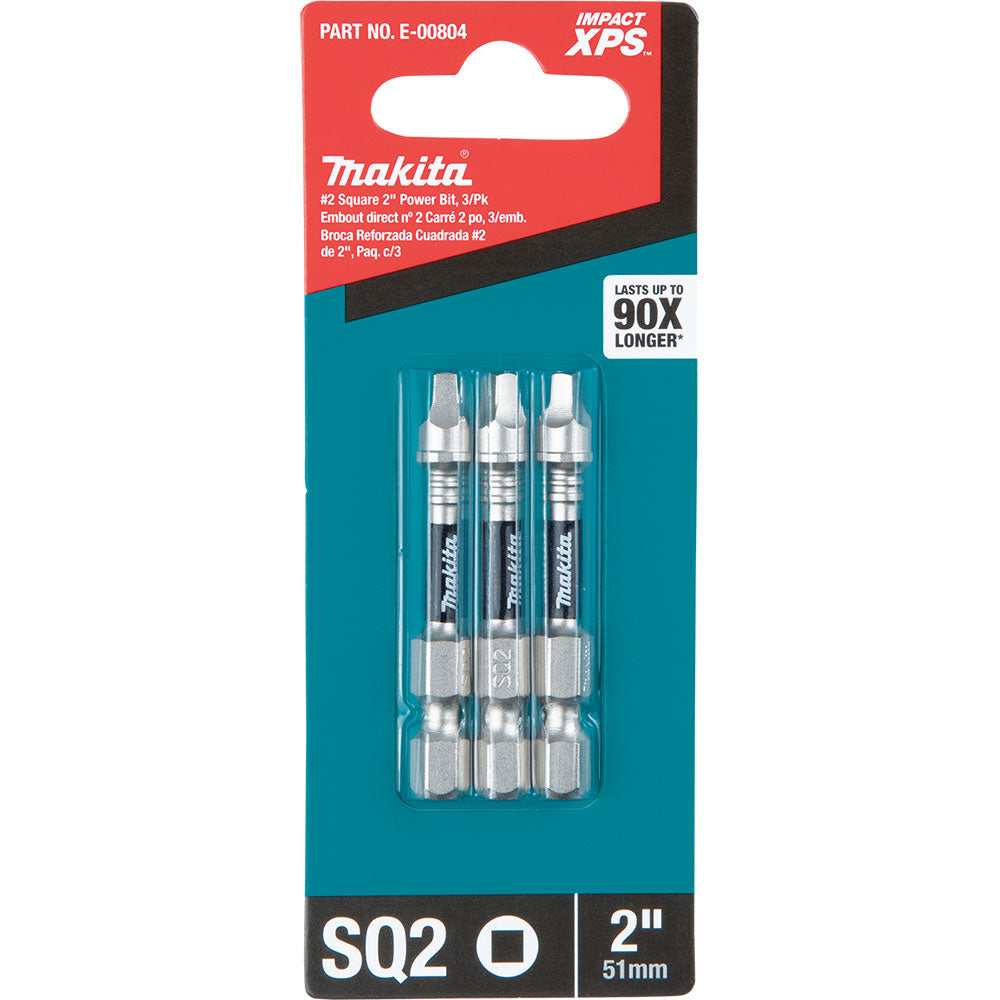 Makita E-00804 Impact XPS #2 Square 2" Power Bit, 3 Pack - 3