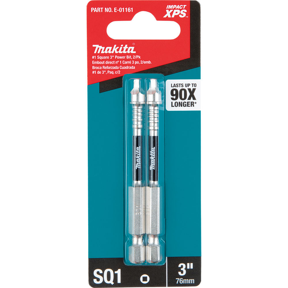 Makita E-01161 Impact XPS #1 Square 3" Power Bit, 2 Pack - 3