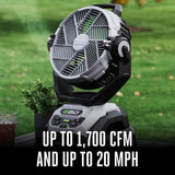 EGO FN1000 POWER+ 10" Oscillating Misting Fan Tool Only - 10