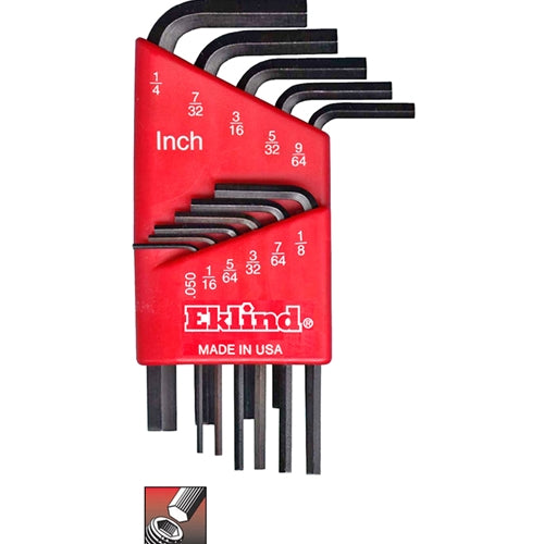 Eklind 10111 Eklind 11 pc Short Series Hex-L Key Set with Holder, .50" - 1/4"