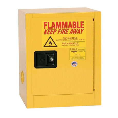 Eagle 1904X 4 Gallon Bench Top Flammable Liquid Safety Cabinet Manual Close Yellow (1 Shelf, 1 Door)