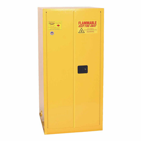 Eagle 2610X One Drum Vertical Safety Cabinet, 55 Gal., 1 Shelf, 2 Door, Self Close, Yellow