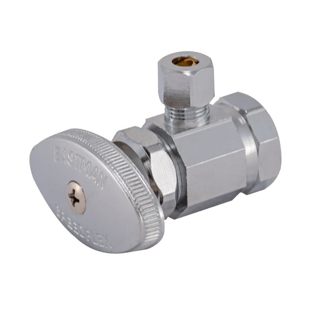 Eastman 04129LF 1/4 in. OD x 1/2 in. FIP Chrome Plated Multi Turn Angle Stop Valve