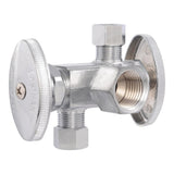 Eastman 04325LF 3/8 in. OD x 3/8 in. OD x 1/2 in. FIP Multi Turn Dual Outlet Stop Valve