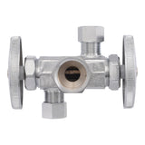 Eastman 04325LF 3/8 in. OD x 3/8 in. OD x 1/2 in. FIP Multi Turn Dual Outlet Stop Valve - 2