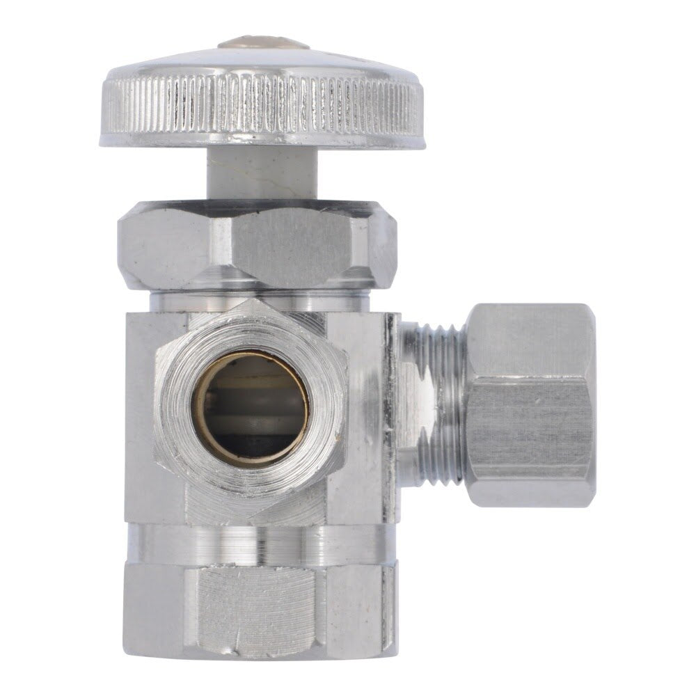 Eastman 04326LF 3/8 in. OD x 3/8 in. OD x 1/2 in. FIP Multi-Turn Dual Outlet Angle Stop Valve - 2