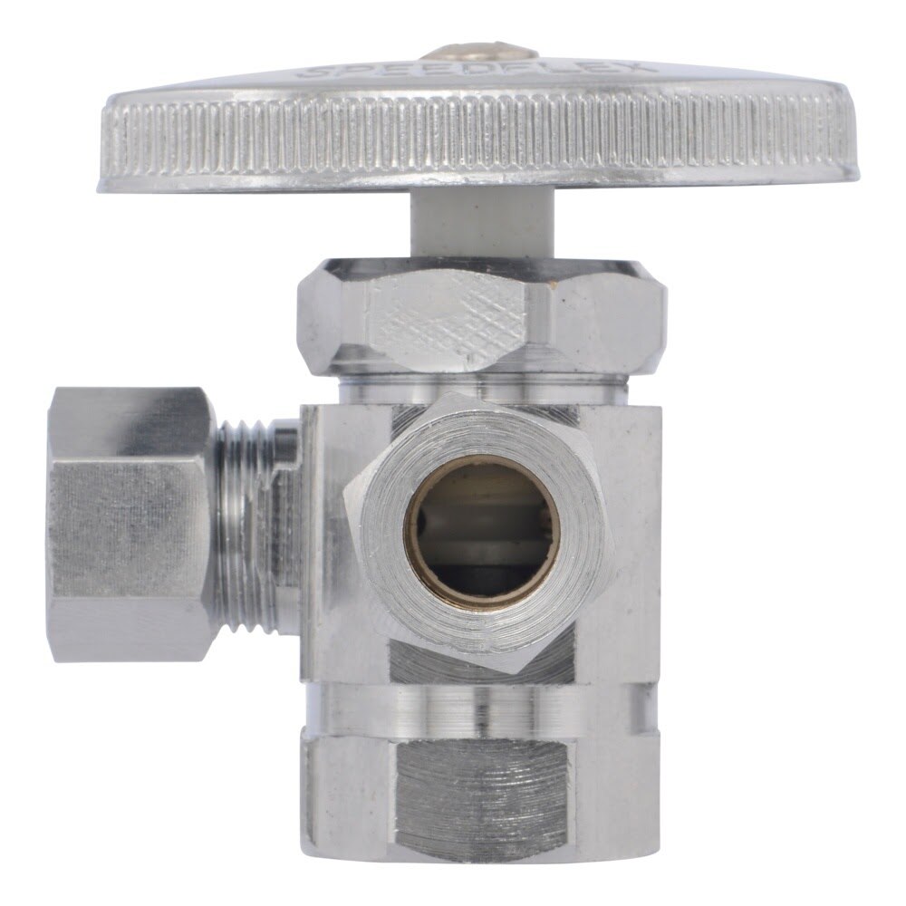 Eastman 04326LF 3/8 in. OD x 3/8 in. OD x 1/2 in. FIP Multi-Turn Dual Outlet Angle Stop Valve - 3