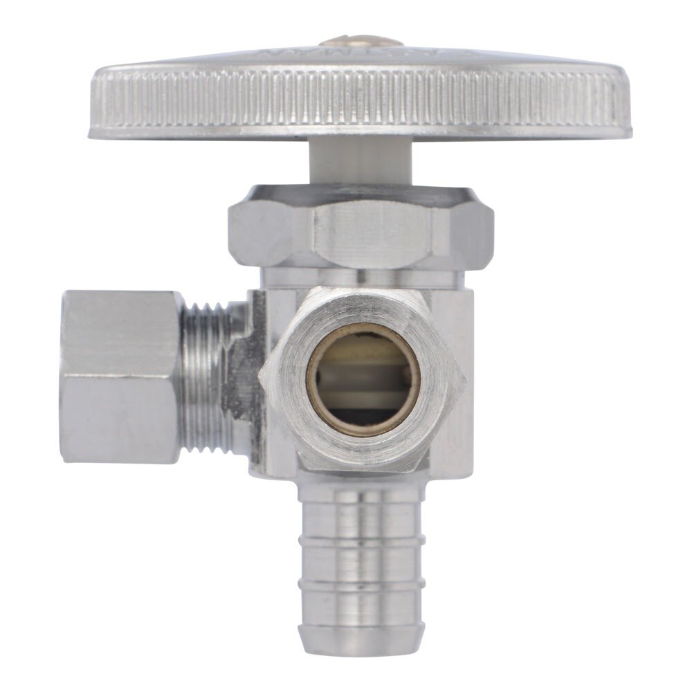 Eastman 04343LF 3/8 in. OD x 3/8 in. OD x 1/2 in. PEX Multi-Turn Dual Outlet Angle Stop Valve