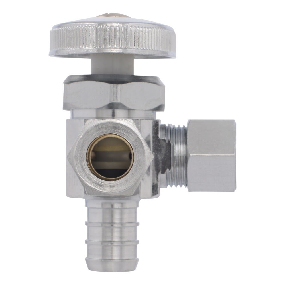 Eastman 04343LF 3/8 in. OD x 3/8 in. OD x 1/2 in. PEX Multi-Turn Dual Outlet Angle Stop Valve - 3