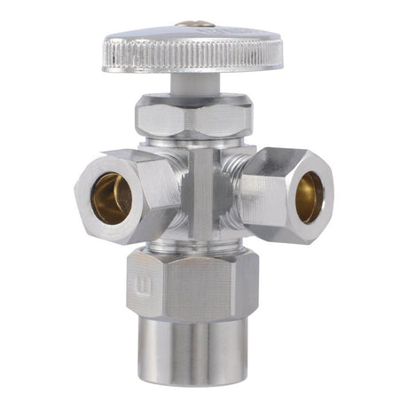 Eastman 04349LF 3/8 in OD x 3/8 in OD x 1/2 in CPVC Multi-Turn Dual Outlet Angle Stop Valve