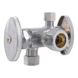 Eastman 04350LF 5/8 in. x 3/8 in. x 1/4 in. Compression Brass 2-Handle Multi-Turn Dual Outlet Stop Valve