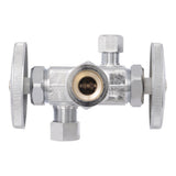 Eastman 04350LF 5/8 in. x 3/8 in. x 1/4 in. Compression Brass 2-Handle Multi-Turn Dual Outlet Stop Valve - 2