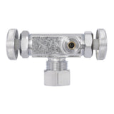 Eastman 04350LF 5/8 in. x 3/8 in. x 1/4 in. Compression Brass 2-Handle Multi-Turn Dual Outlet Stop Valve - 3