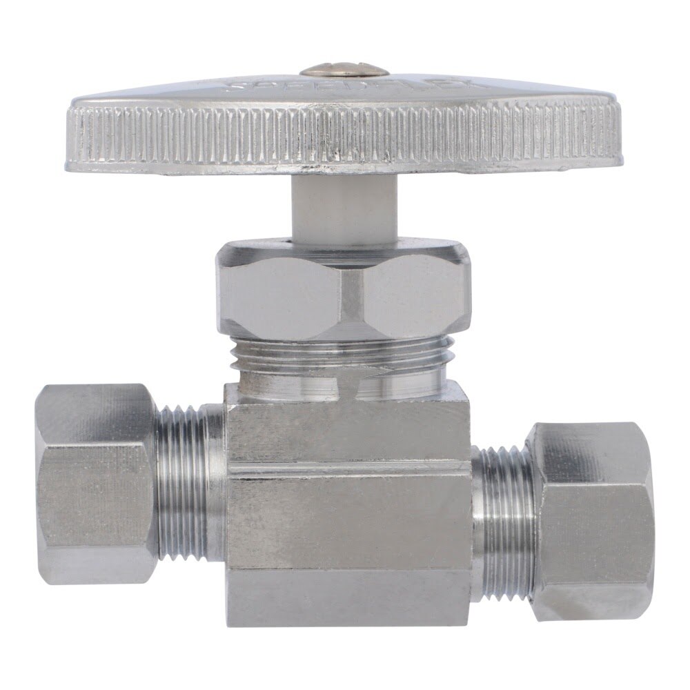 Eastman 04354LF 3/8 in OD x 1/2 in OD Compression Multi Turn Straight Stop Valve - 2