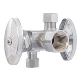 Eastman 04423LF 3/8 in. OD x 1/4 in. OD x 1/2 in. FIP Dual-Handle Multi-Turn Dual Outlet Stop Valve