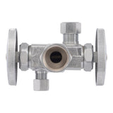 Eastman 04423LF 3/8 in. OD x 1/4 in. OD x 1/2 in. FIP Dual-Handle Multi-Turn Dual Outlet Stop Valve - 2