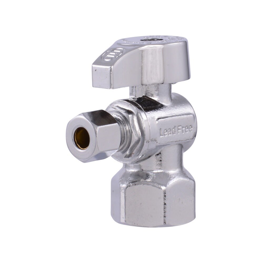 Eastman 10732LF 1/4 in. OD x 1/2 in. FIP Quarter Turn Angle Stop Valve Lead Free Chrome Plated