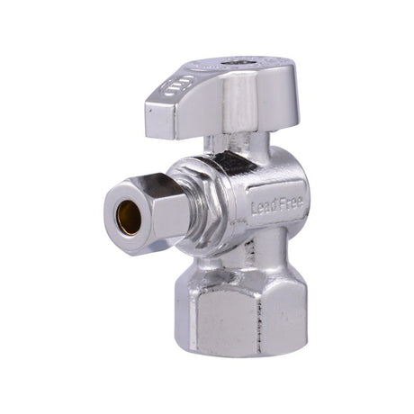 Eastman 10732LF 1/4 in. OD x 1/2 in. FIP Quarter Turn Angle Stop Valve Lead Free Chrome Plated