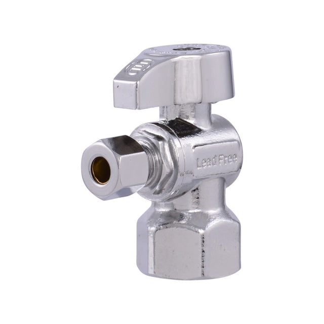 Eastman 10732LF 1/4 in. OD x 1/2 in. FIP Quarter Turn Angle Stop Valve Lead Free Chrome Plated