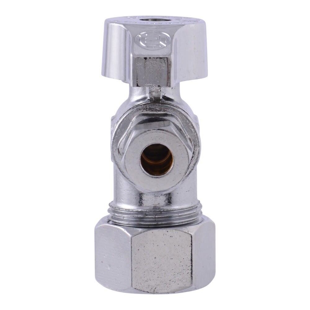 Eastman 10737LF 1/4 in OD x 5/8 in OD Quarter Turn Compression Angle Stop Valve Chrome Plated - 3