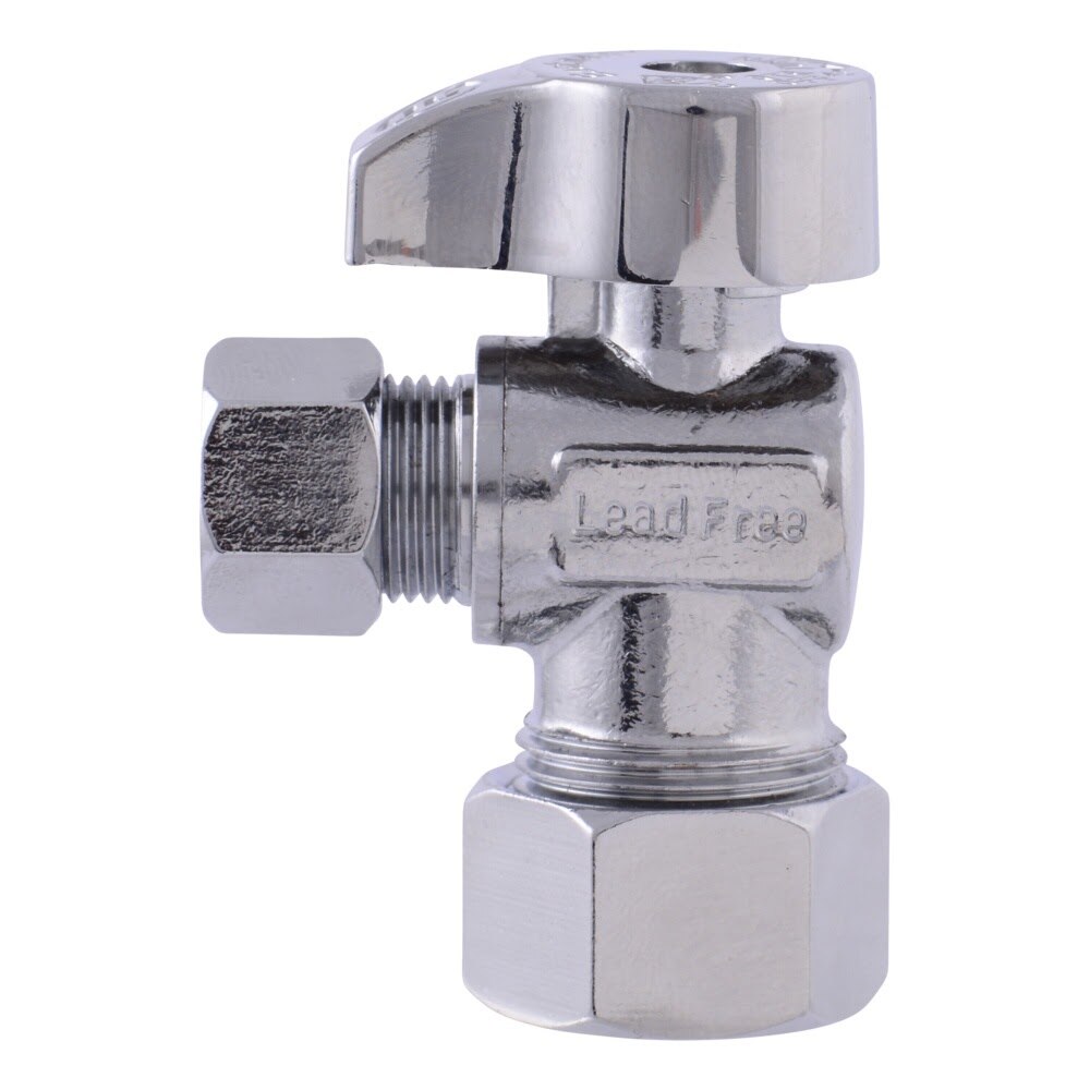 Eastman 10738LF 3/8 in. OD x 5/8 in. OD Quarter Turn Compression Angle Stop Valve Lead Free - 2