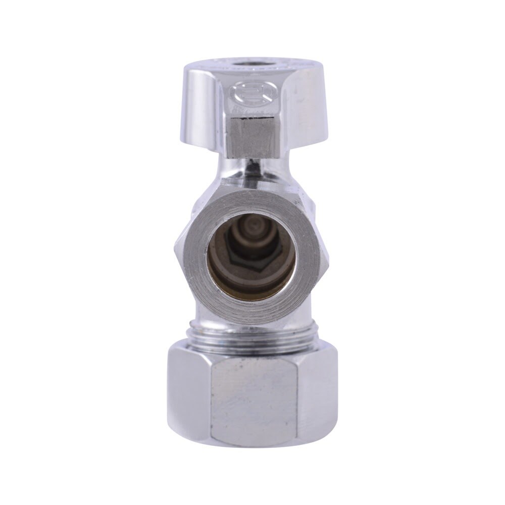 Eastman 10739LF 1/2 in. OD x 5/8 in. OD Quarter Turn Compression Angle Stop Valve Lead Free Chrome - 3