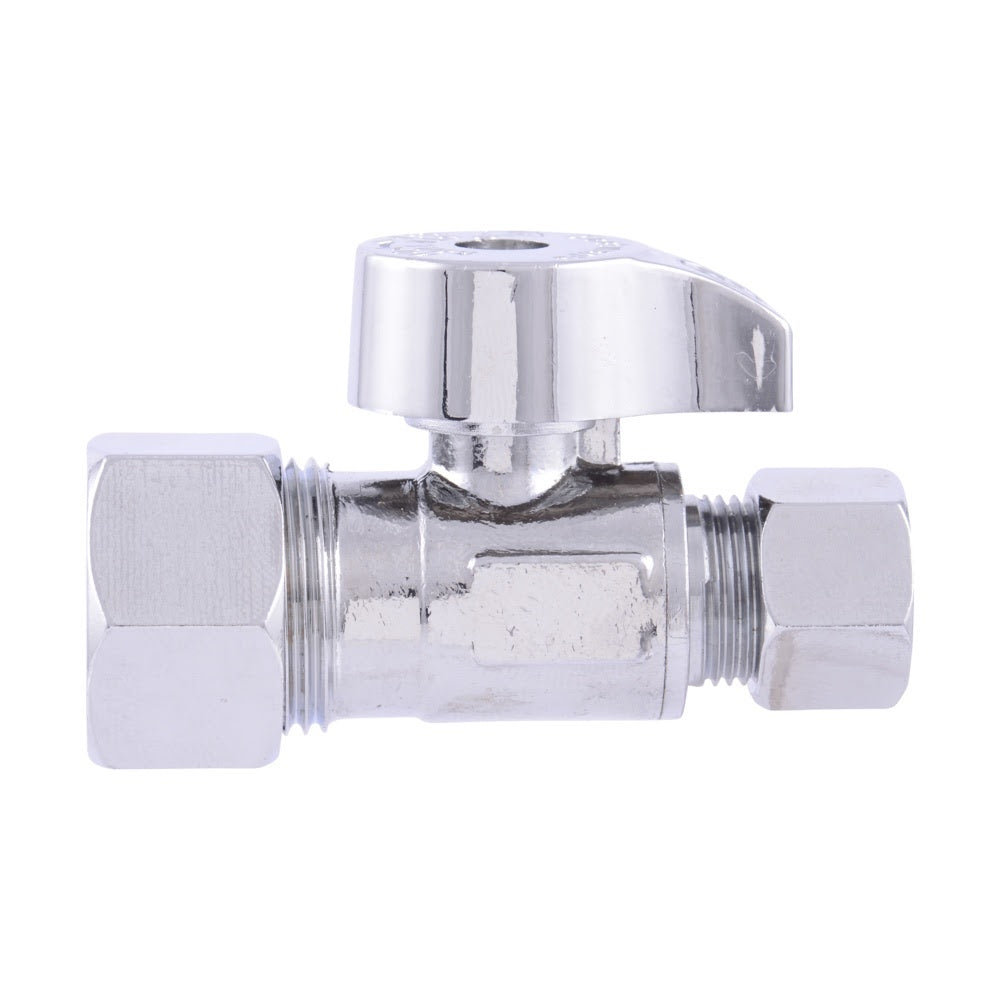 Eastman 10756LF 3/8 in. OD x 5/8 in. OD Lead Free Compression Straight Stop Quarter Turn Valve - 2